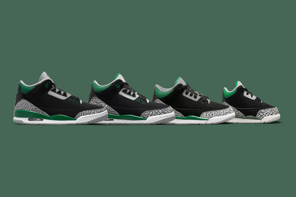 Air Jordan 3 Retro (PS) "Pine Green" - Black/Pine Green/Silver