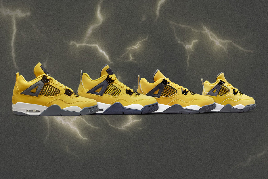 Air Jordan 4 Retro (TD) 'Lightning' - Tour Yellow/Dark Blue Grey