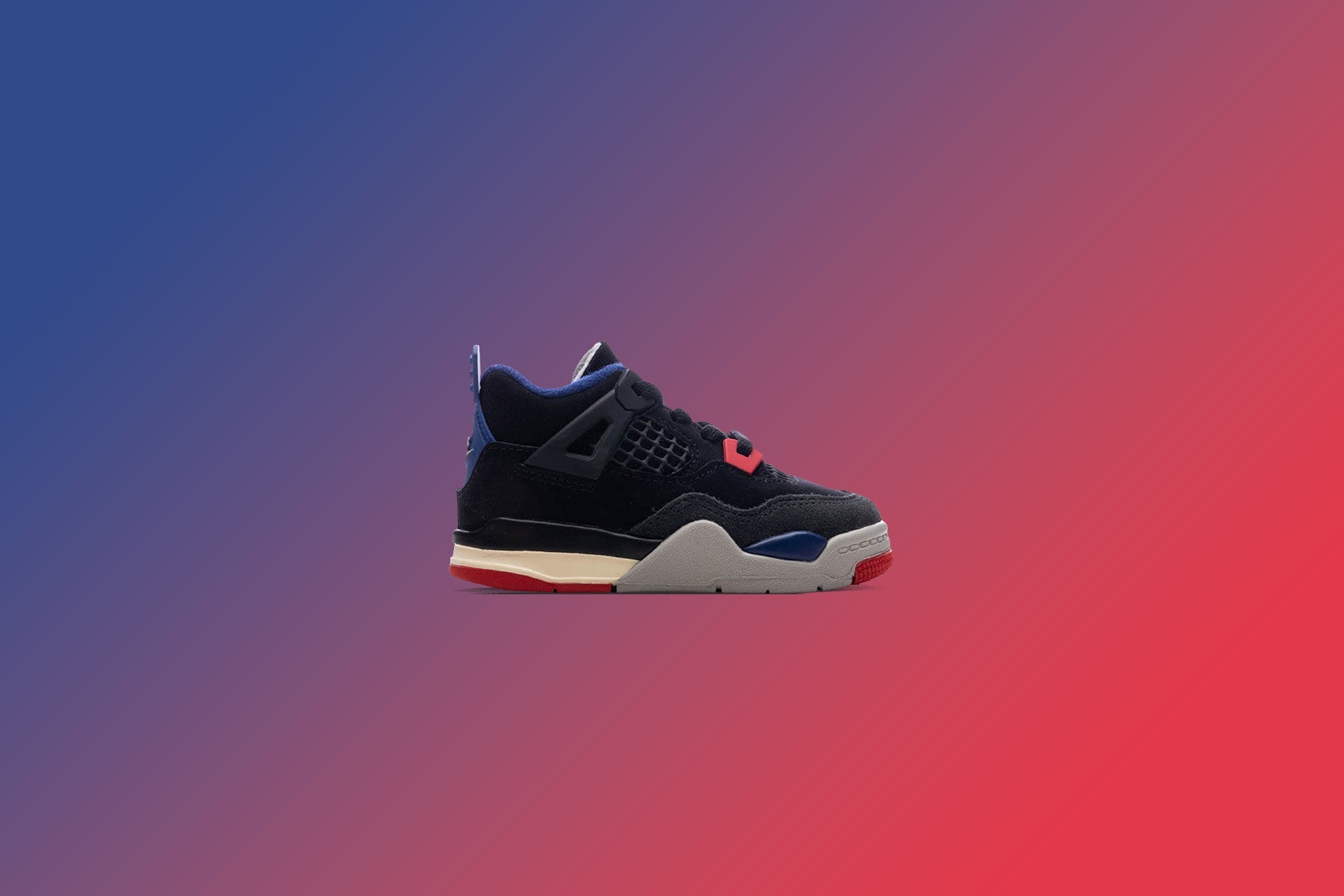 Air Jordan 4 Retro 'Rare Air' (TD) - Black/Fire Red/Deep Royal Blue